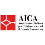 LOGO AICA CON SCRITTA E SIGLA NERA, SIMBOLO ROSSO